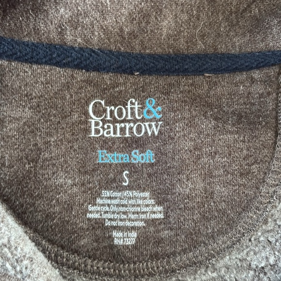 Croft & Barrow Size Small Extra Soft 1/4 Zip Brown Pullover Sweatshirt - Picture 4 of 5